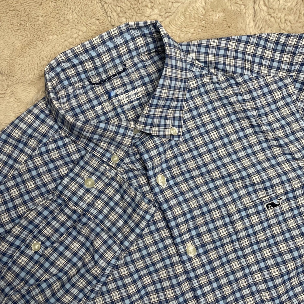 Lot 2 Vineyard Vines OTG Performance  Shirt Mens Small Button Shirt Blue Plaid